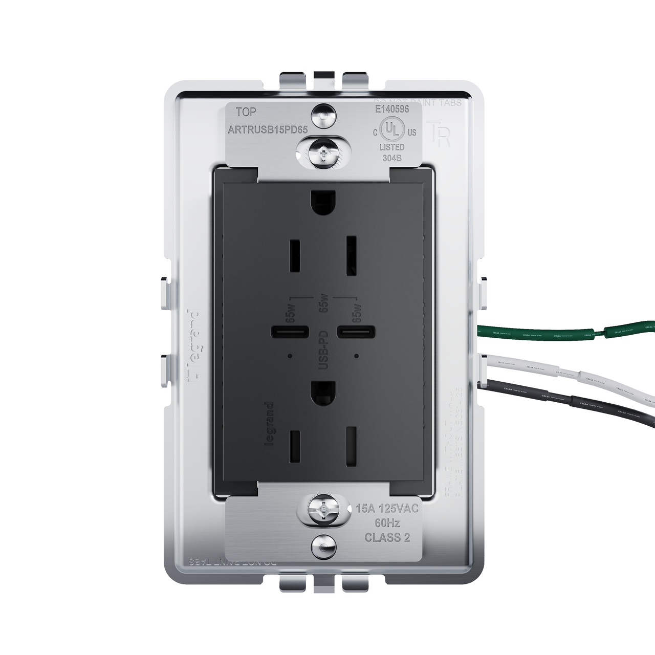 view from side of adorne 65w usb in graphite
