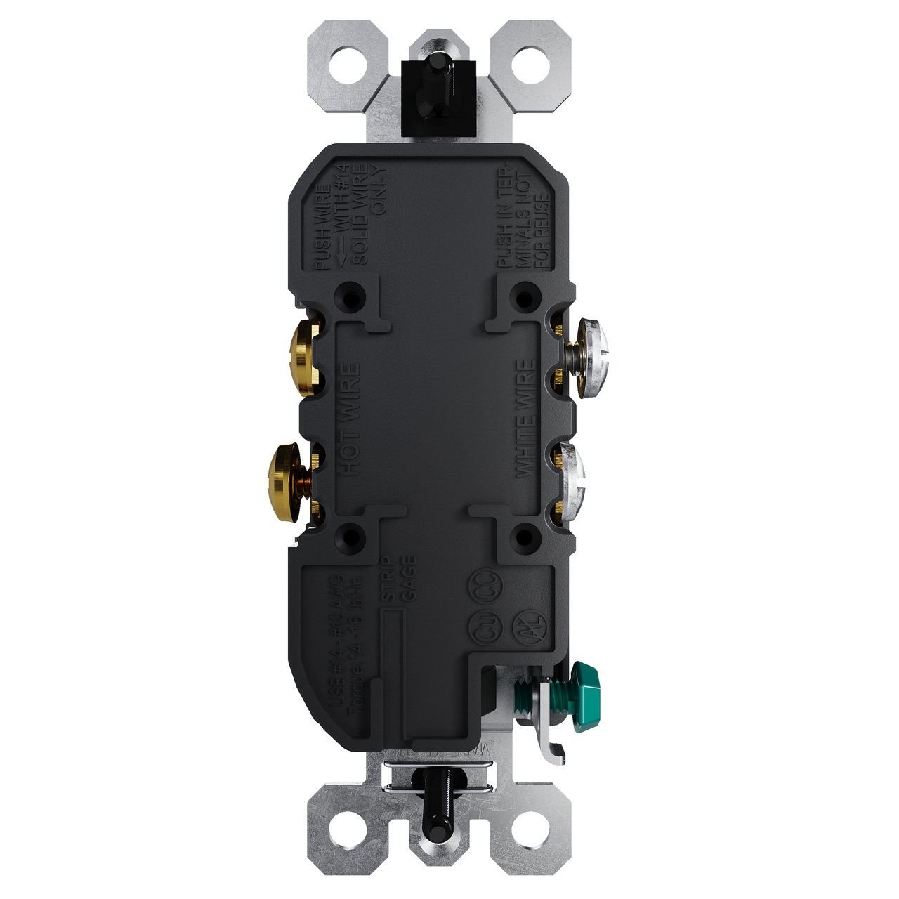 external pressure plated receptacle in black with wall plate