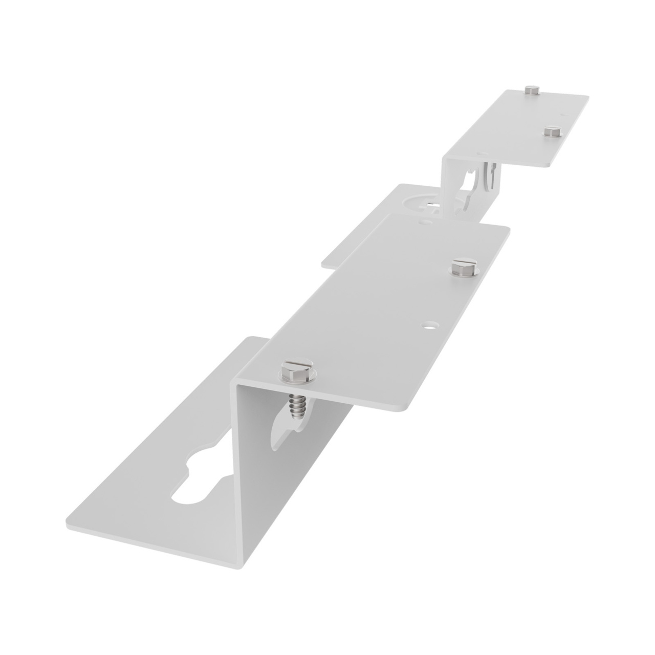 Assembled Tilted Rear Left - Mighty Mo 20 PDU Mounting Brackets, Rack Mount, 1 Deep, 1 Wide, White (MM20PDUMB1D1W-W)