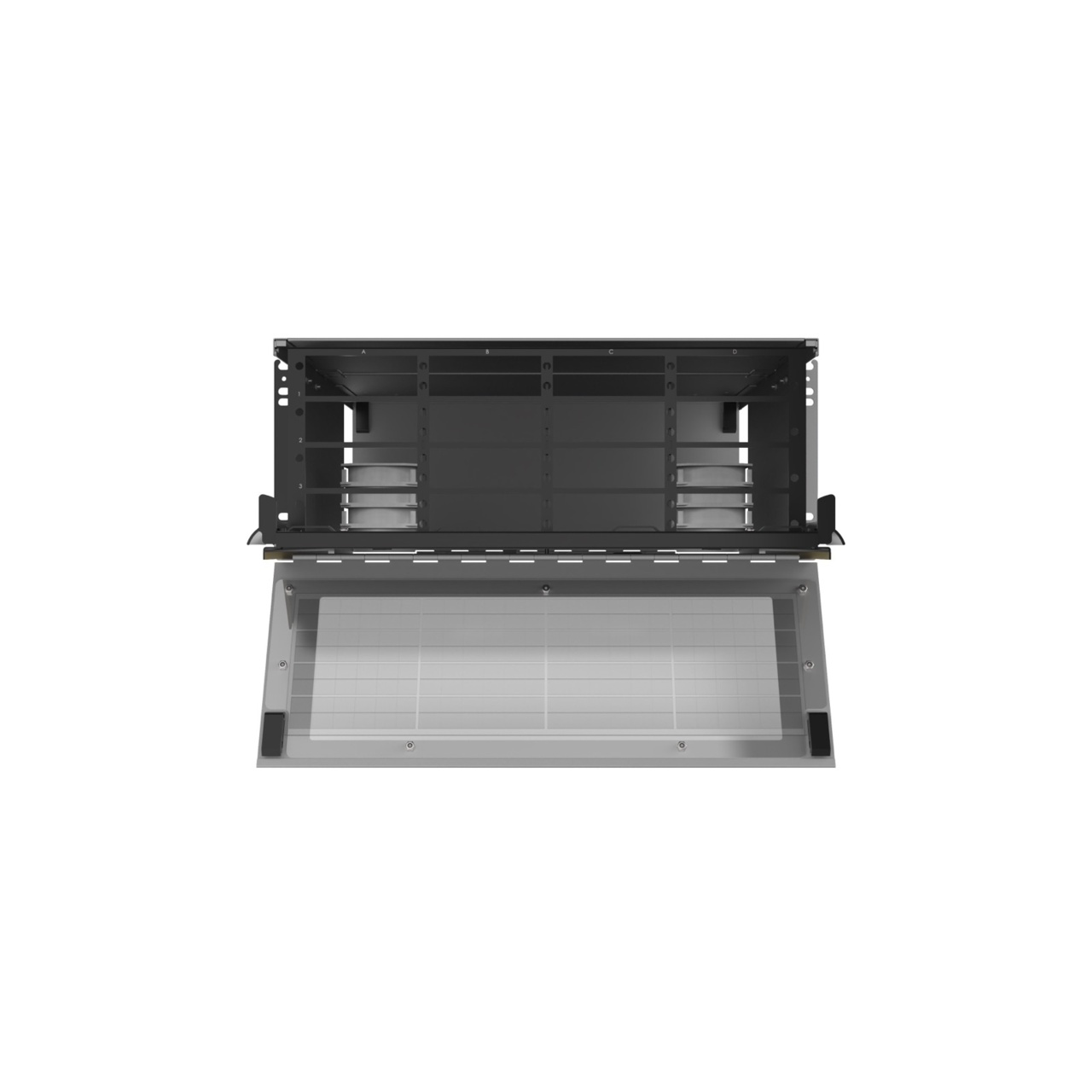 Straight, Front Door Open View of 4U Q-series HD Magnesium Fiber Enclosure (EQ04U-KHL-M)