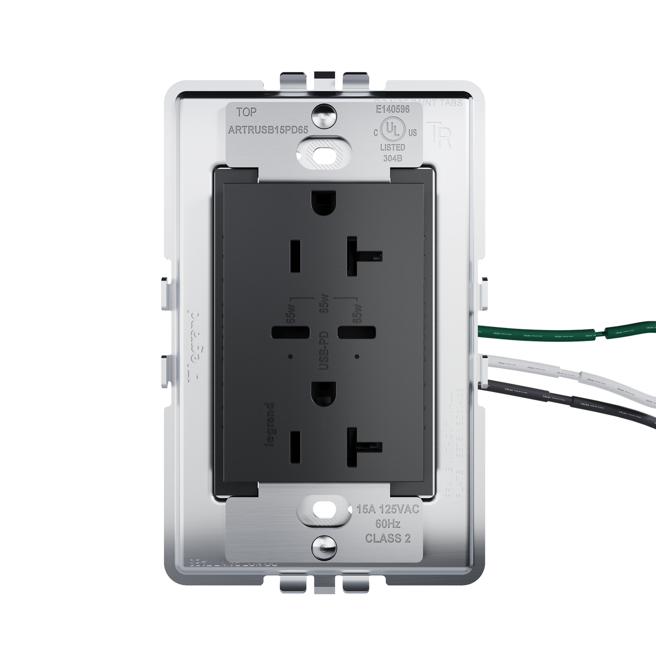 view from side of adorne 65w usb in graphite