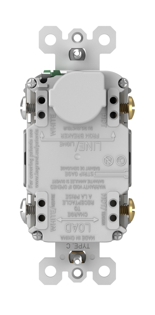 radiant® Tamper-Resistant Dual Function 15A Duplex Self-Test AFCI/GFCI receptacle, Gray
