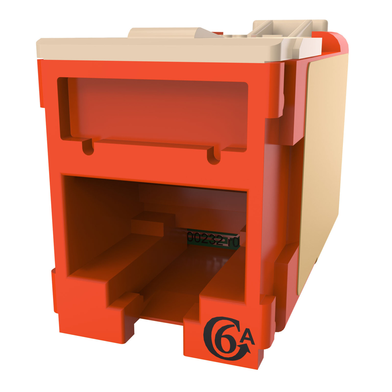 HDJSN6A-43 Orange Cat6A SNAP Jack Front Angled Left View