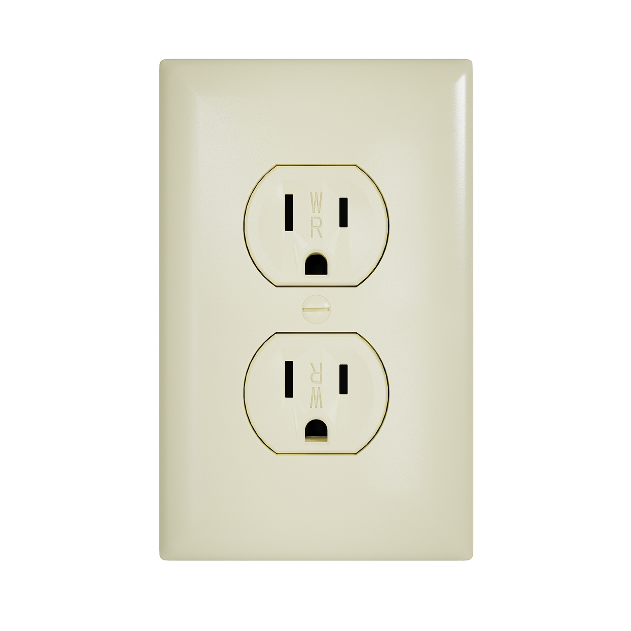 external pressure plated receptacle in light almond