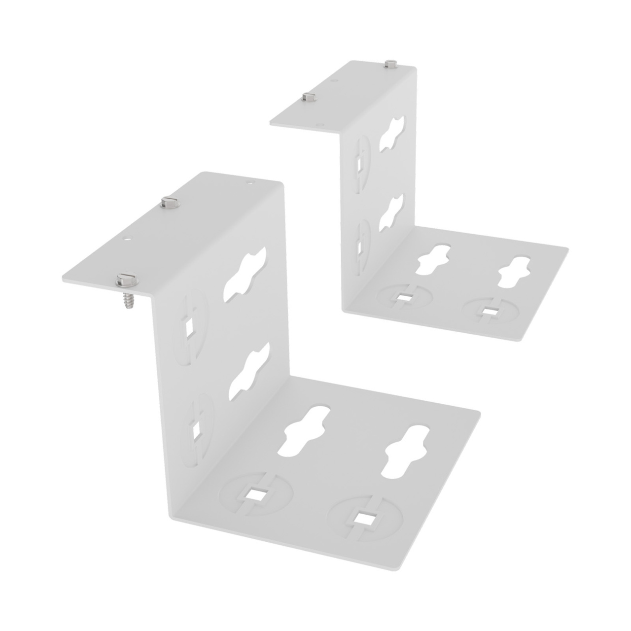 Assembled Tilted Front - Mighty Mo 20 PDU Mounting Brackets, Rack Mount, 2 Deep, 2 Wide, White (MM20PDUMB2D2W-W)
