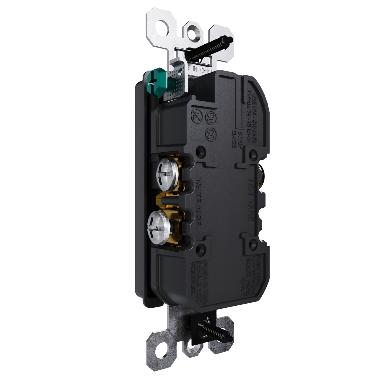 external pressure plated receptacle in black with wall plate