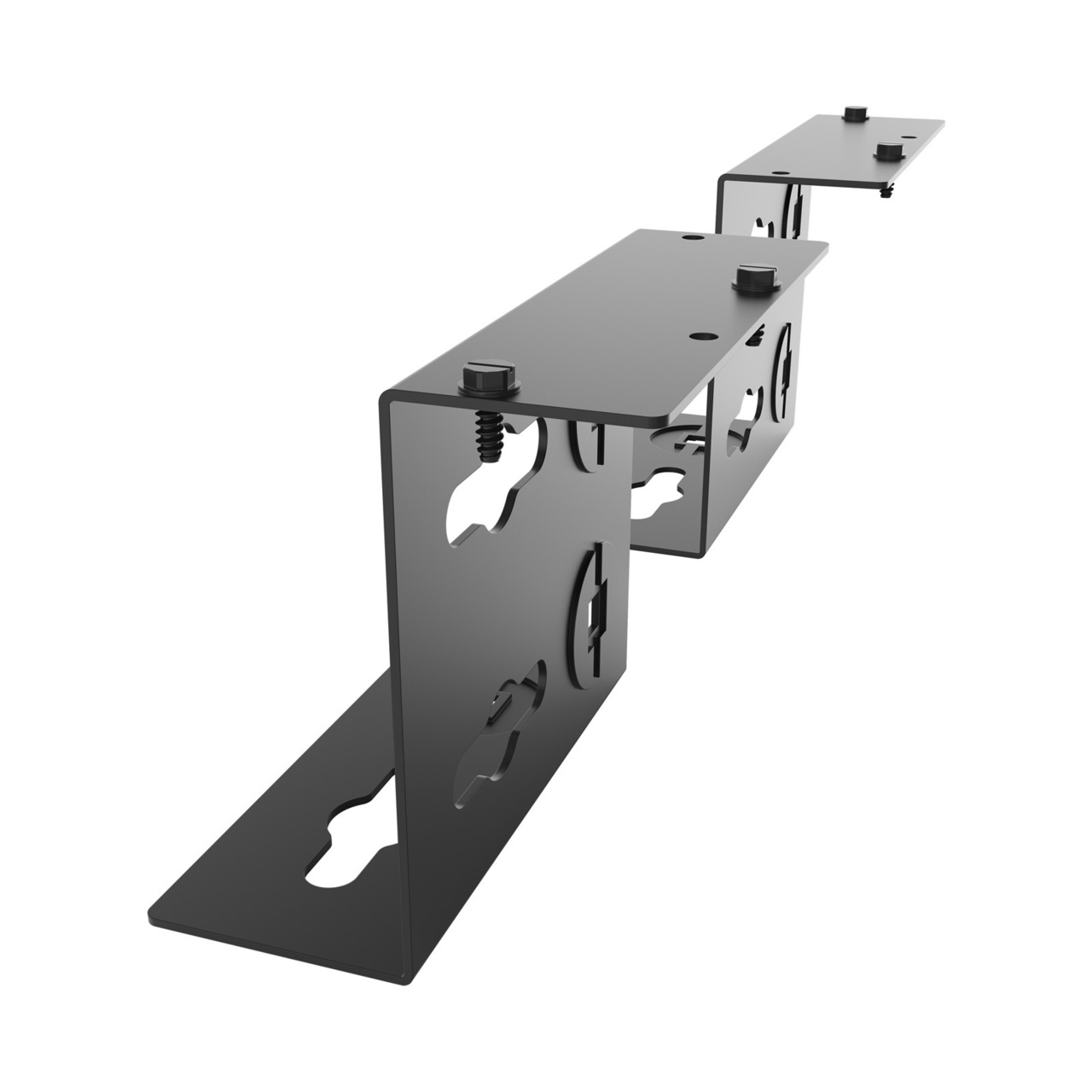 Assembled Tilted Rear Left - Mighty Mo 20 PDU Mounting Brackets, Rack Mount, 2 Deep, 1 Wide, Black (MM20PDUMB2D1W-B)