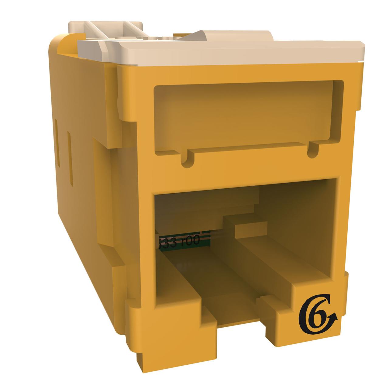 HDJSN6-44 Yellow Cat6 SNAP Jack Front Angled Right View