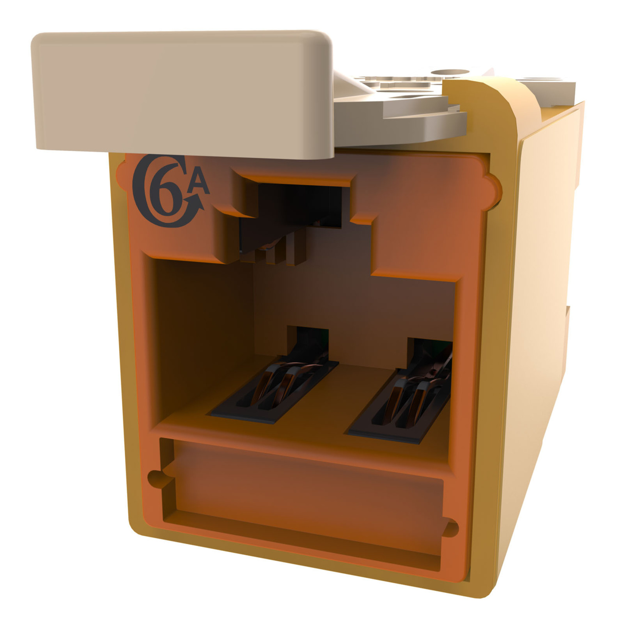 HDJSN6A-44 Yellow Cat6A SNAP Jack Rear SNAP View