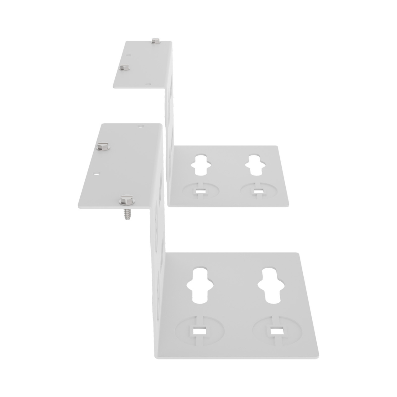 Assembled Tilted Front Right - Mighty Mo 20 PDU Mounting Brackets, Rack Mount, 2 Deep, 2 Wide, White (MM20PDUMB2D2W-W)
