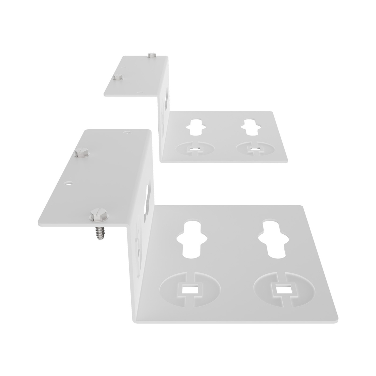 Assembled Tilted Front Right - Mighty Mo 20 PDU Mounting Brackets, Rack Mount, 1 Deep, 2 Wide, White (MM20PDUMB1D2W-W)
