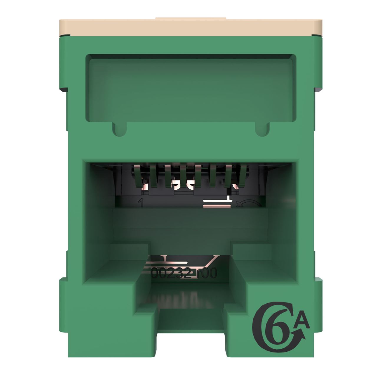 HDJSN6A-45 Green Cat6A SNAP Jack Straight Front View