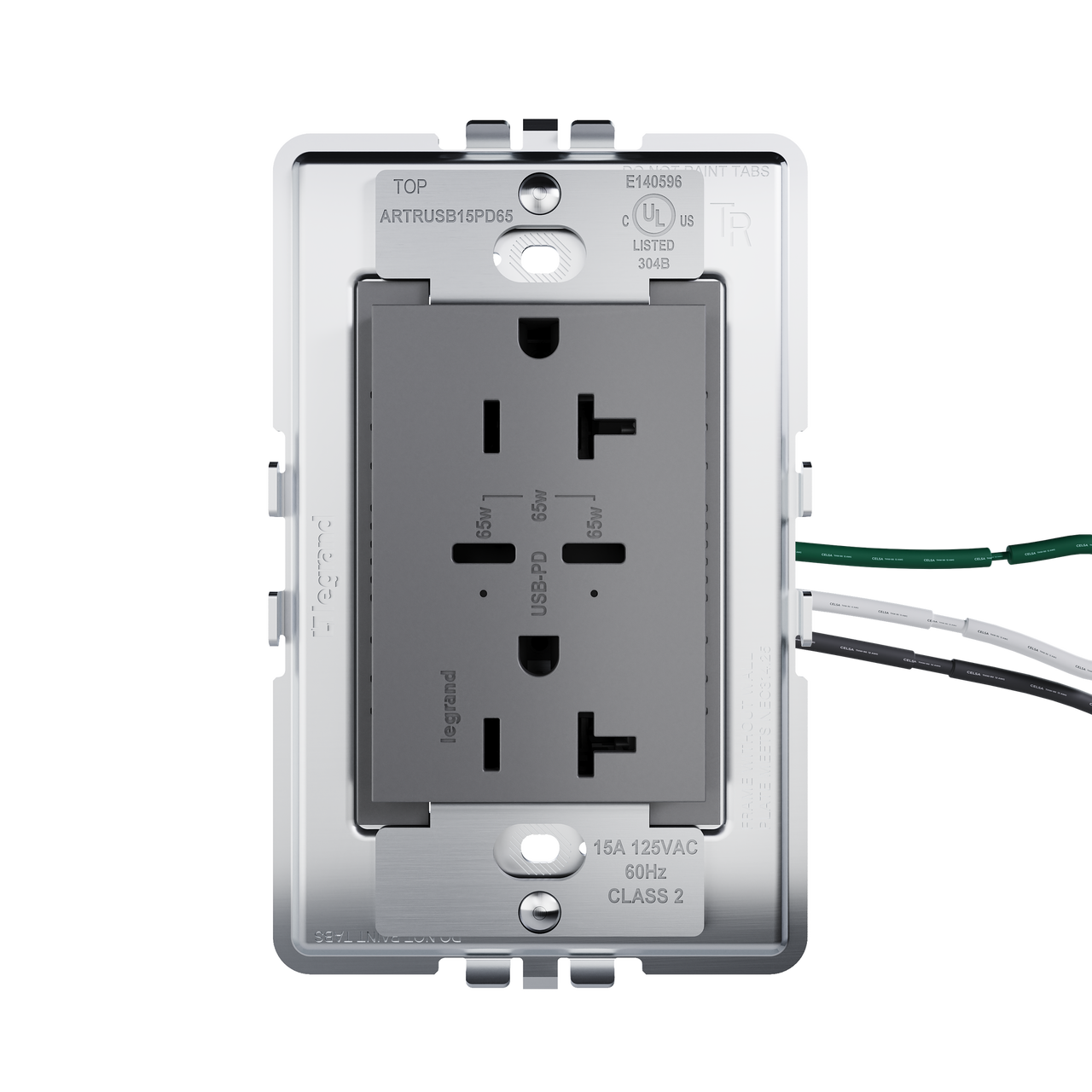 view from side of adorne 65w usb in magnesium