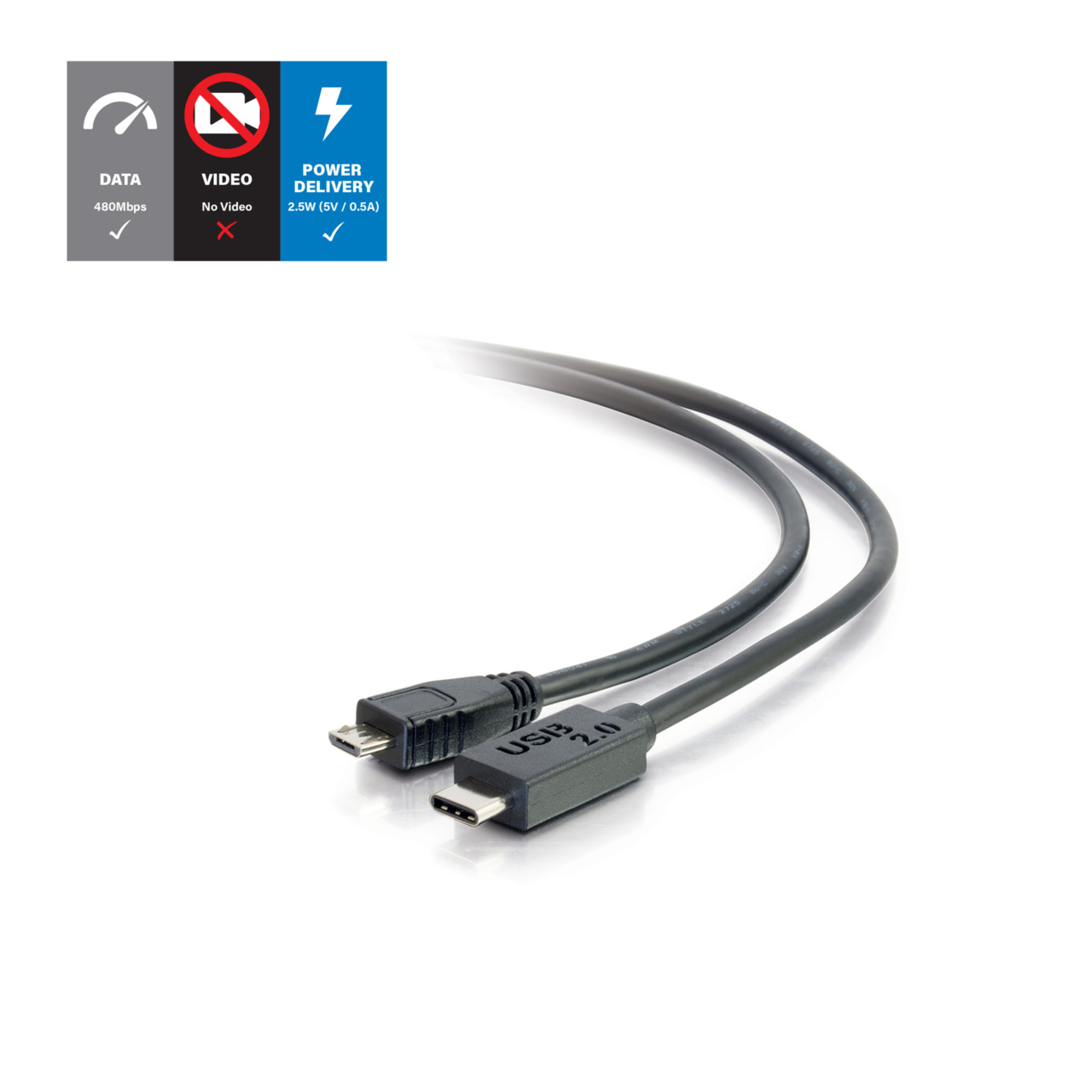 USB 2.0 USB-C to USB Micro-B Cable M/M - Black