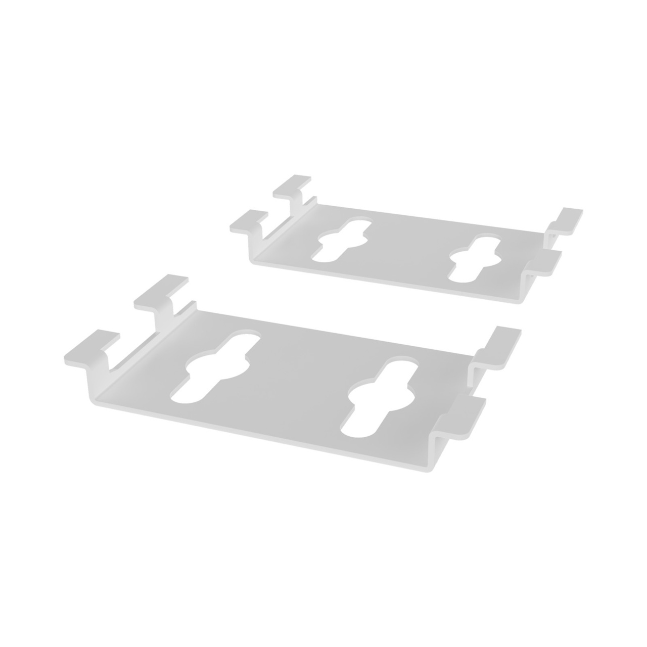 Assembled Inverted Tilted Front Left - Mighty Mo 20 PDU Mounting Brackets, Cage Mount, 2 Wide, White (MM20PDUMBVM2W-W)