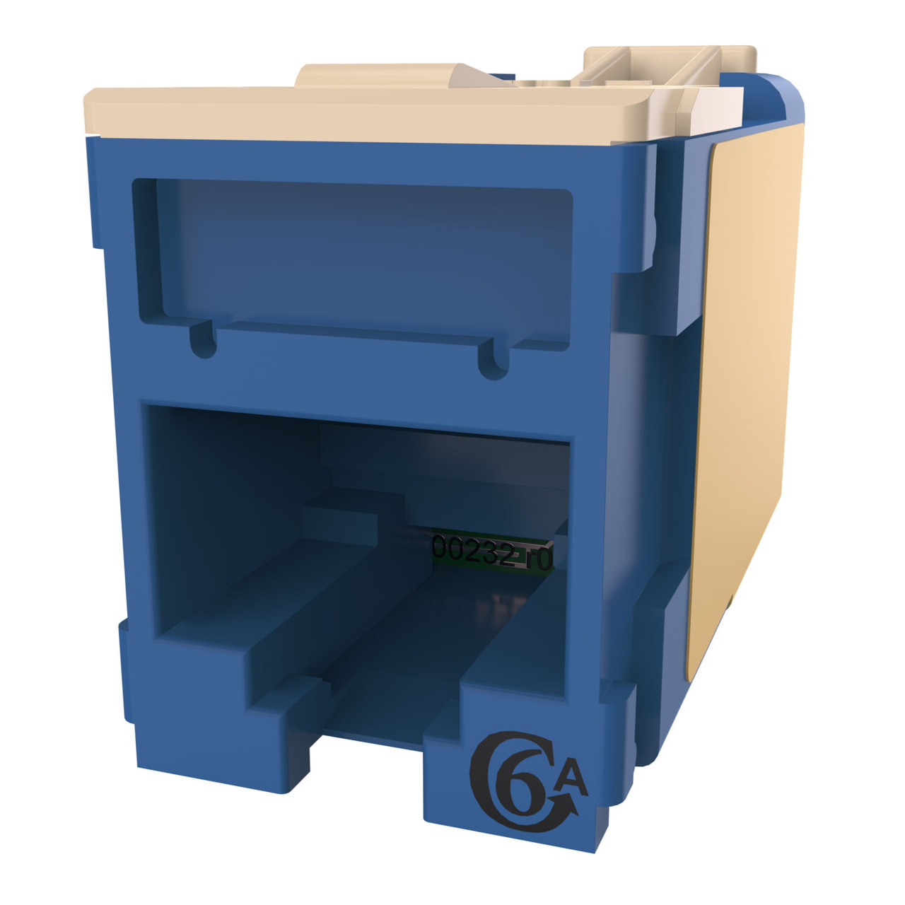 HDJSN6A-36 Blue Cat6A SNAP Jack Front Angled Left View