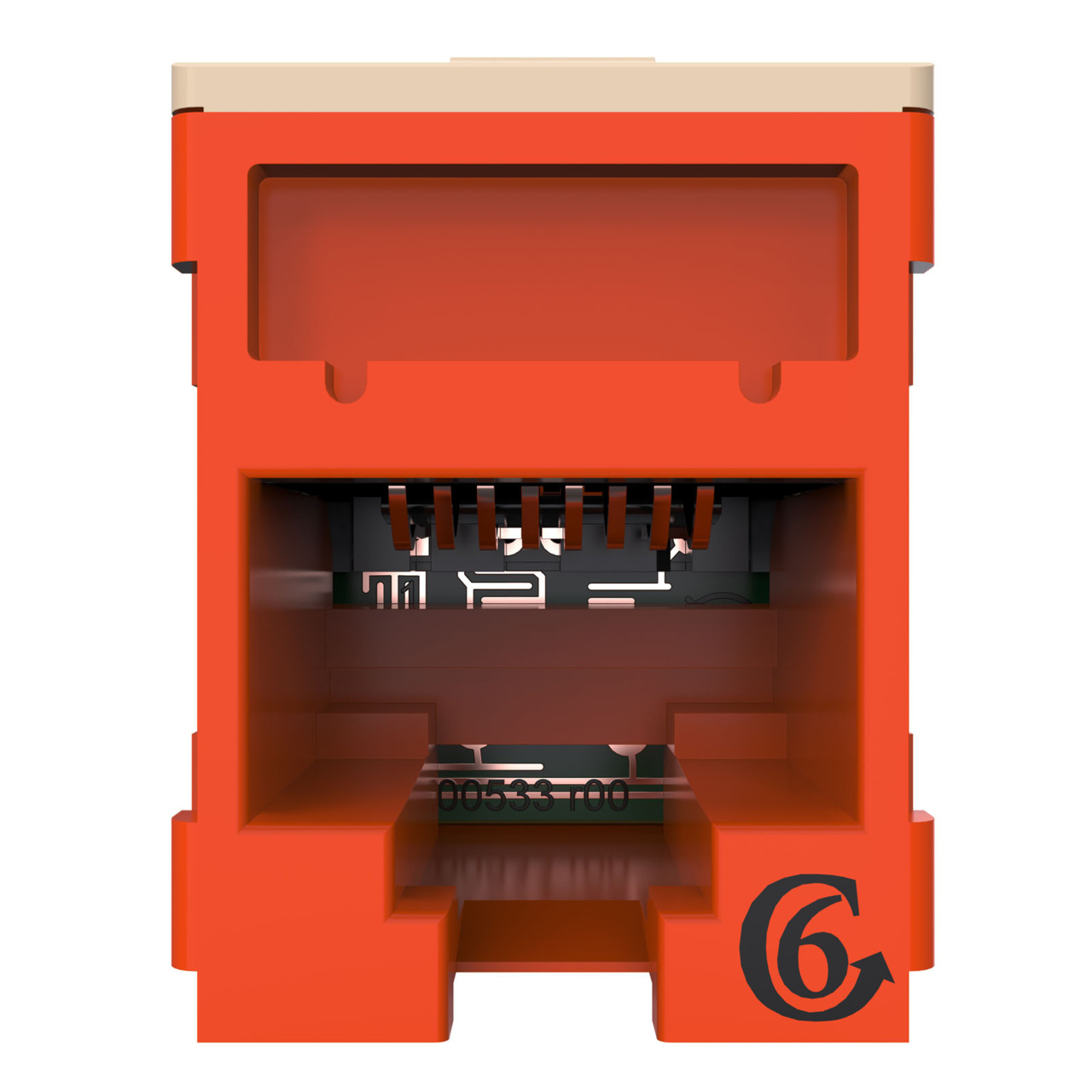 HDJSN6-43 Orange Cat6 SNAP Jack Straight Front View