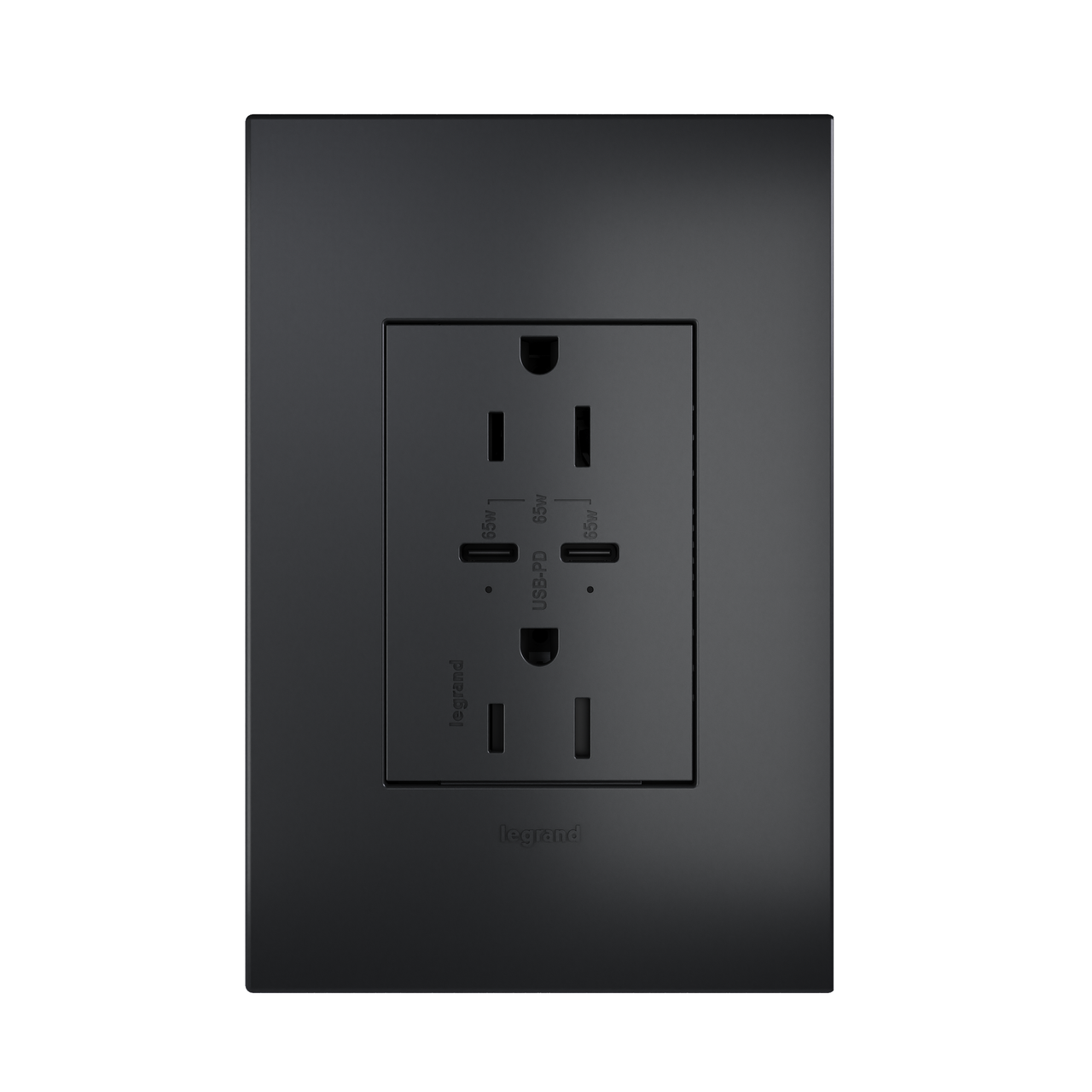 adorne 65w usb outlet with 2 type-c ports in graphite