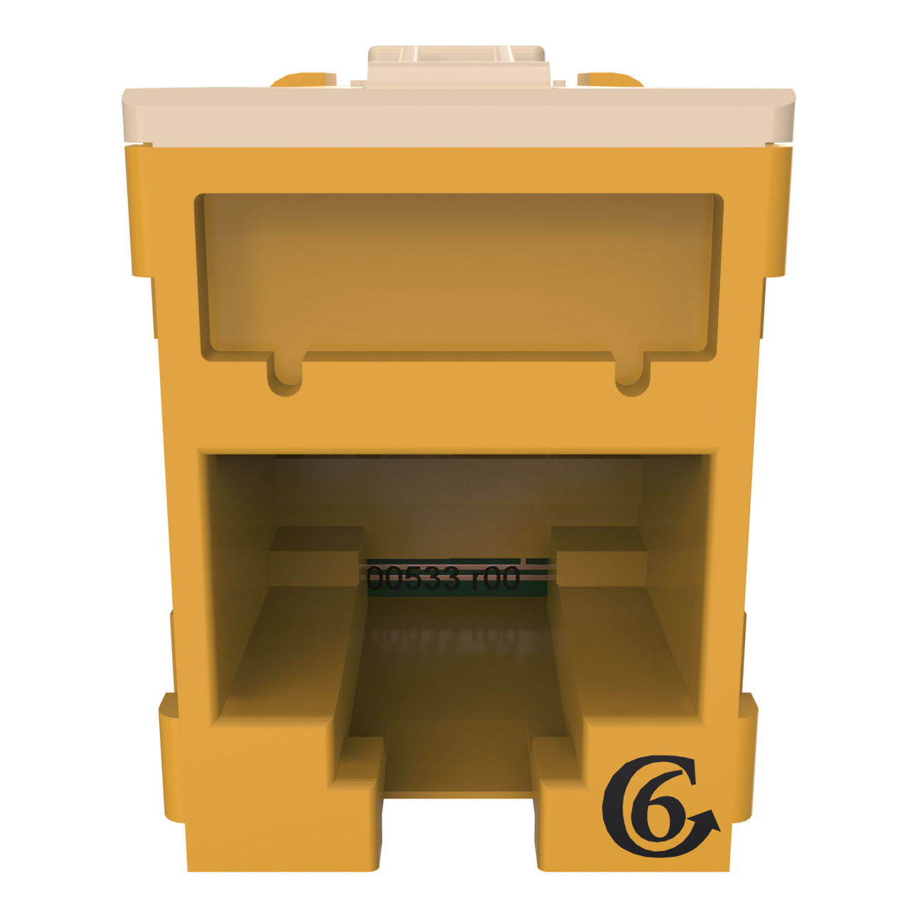 HDJSN6-44 Yellow Cat6 SNAP Jack Straight Front Angle Down View