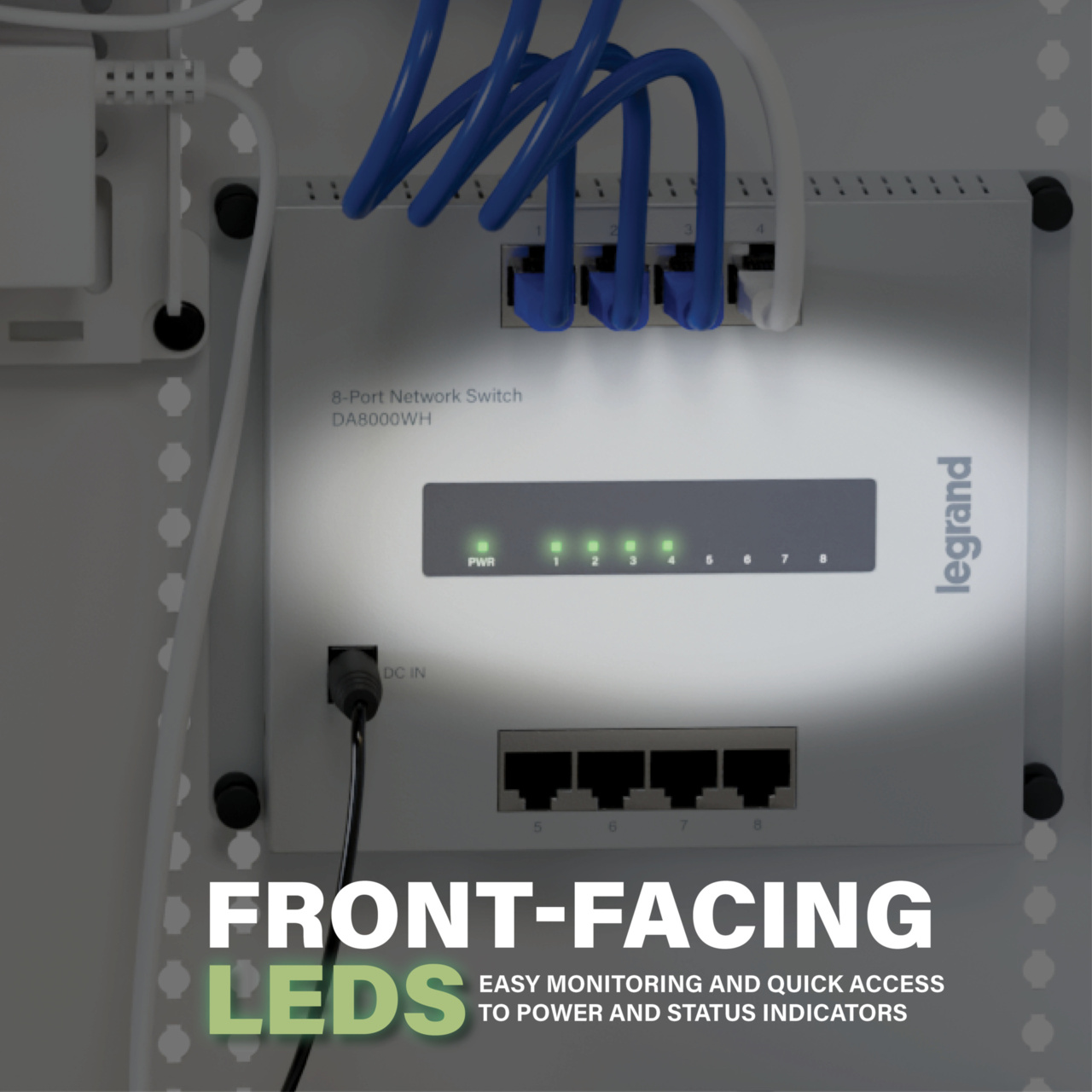 On-Q 8-Port Switch: 4-Port Network, 4-Port PoE