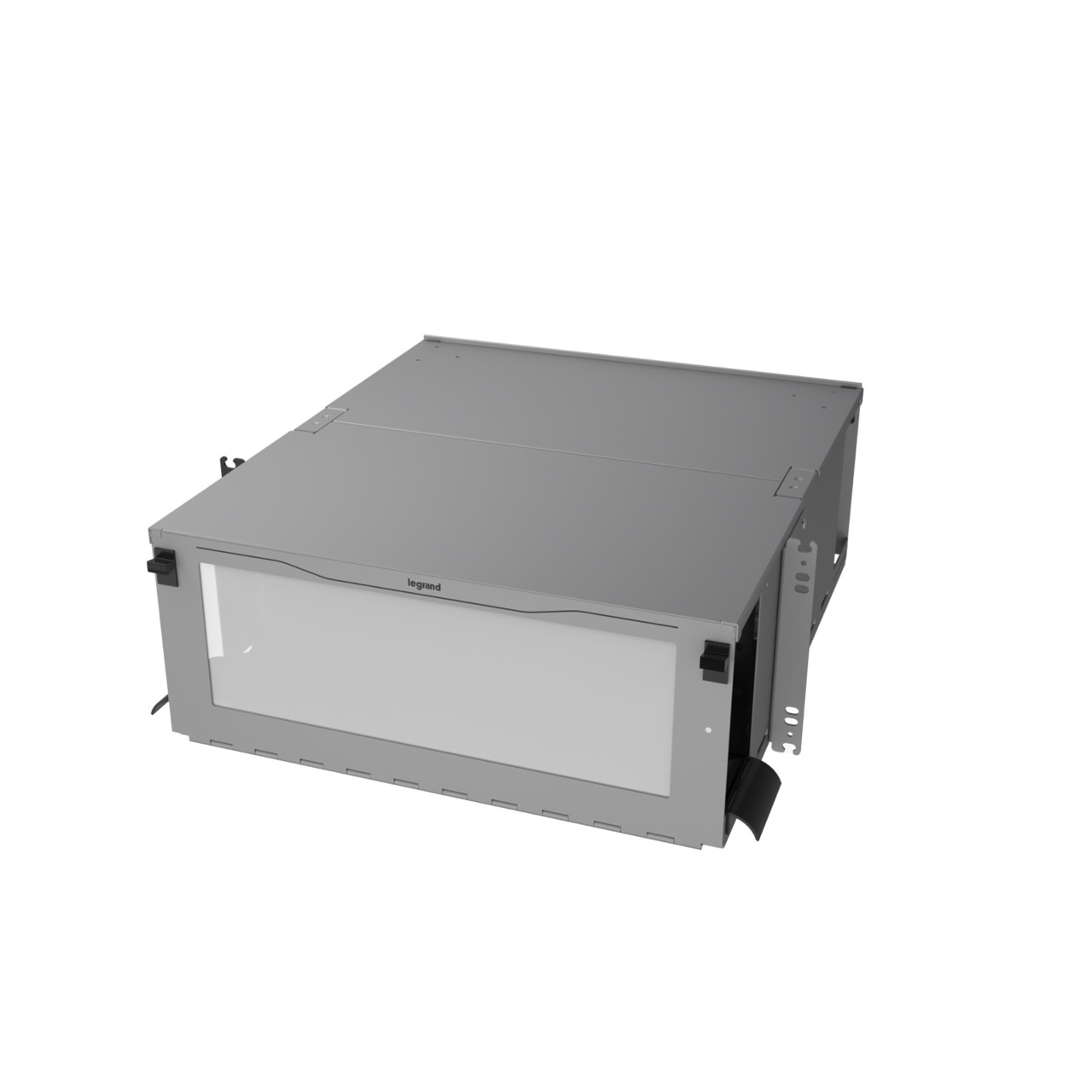 Angled Left, Front View of 4U Q-series HD Magnesium Fiber Enclosure (EQ04U-KHL-M)