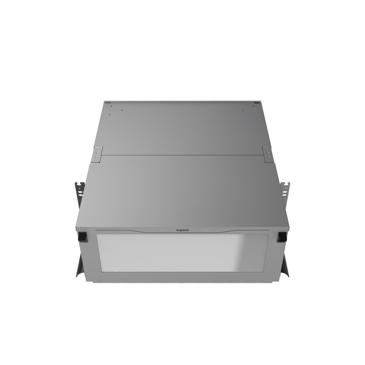 Straight, Angled Down, Rear View of 4U Q-series HD Magnesium Fiber Enclosure (EQ04U-KHL-M)