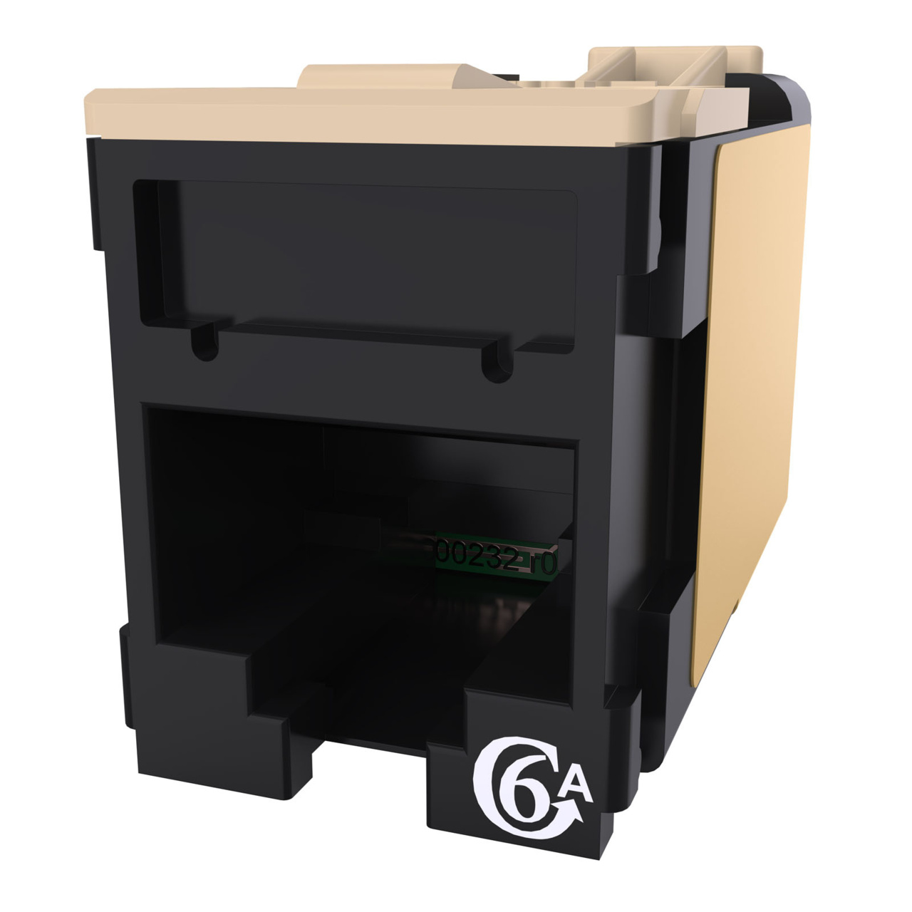 HDJSN6A-00 Black Cat6A SNAP Jack Front Angled Left View