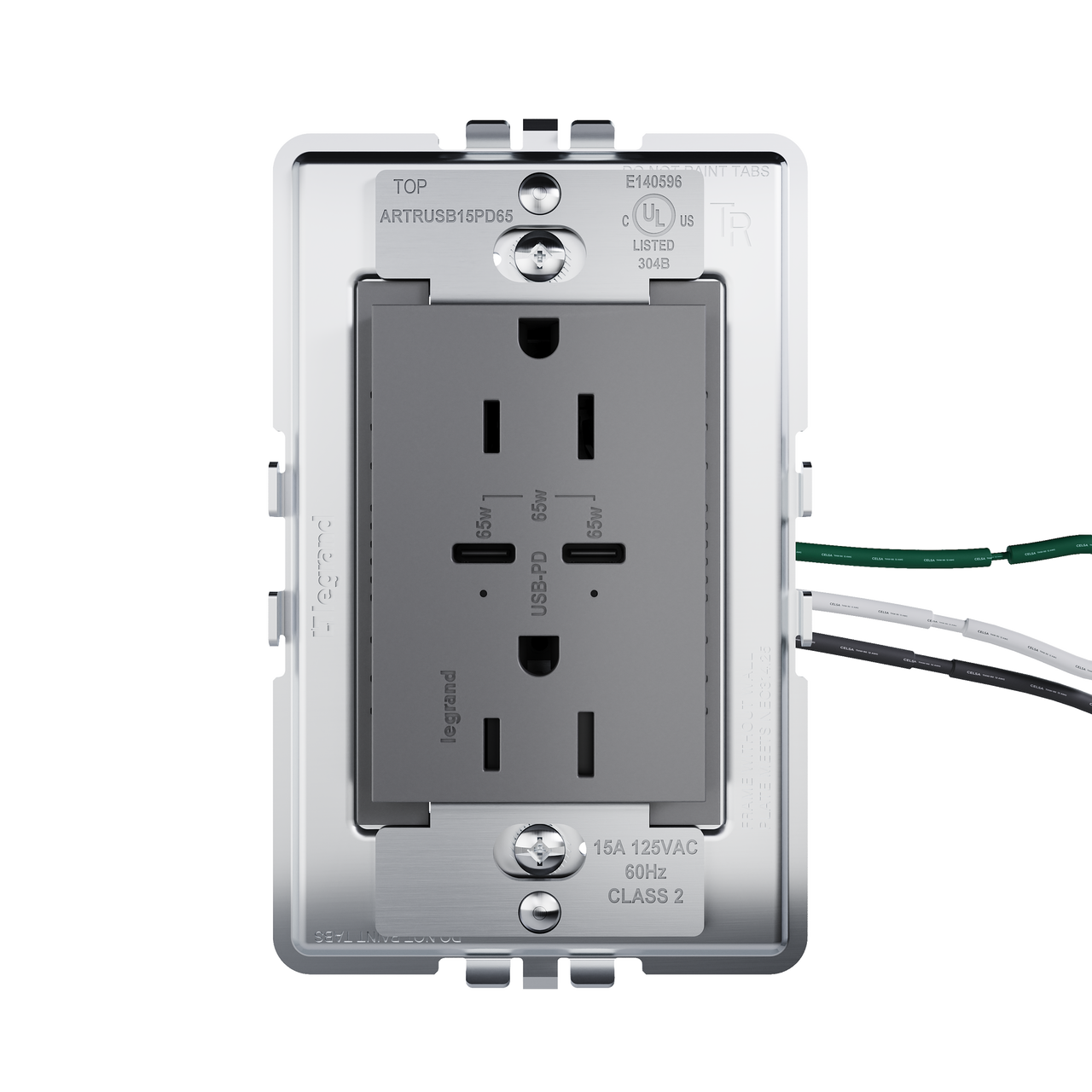 view from side of adorne 65w usb in magnesium