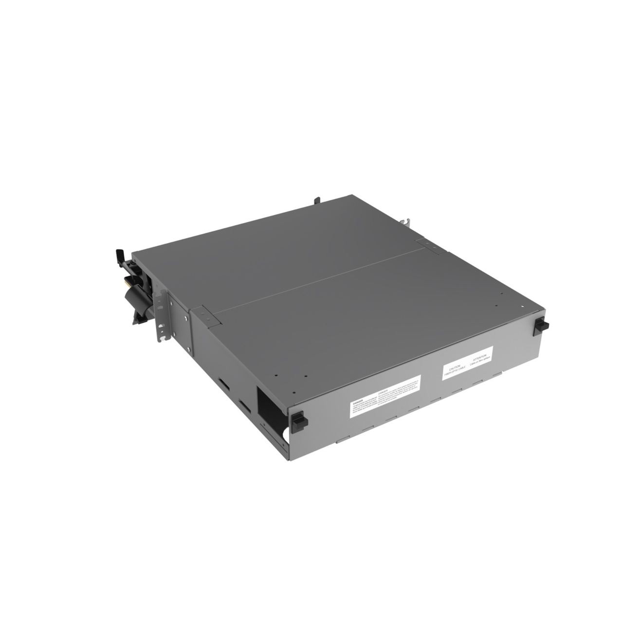 Front Door Open, Angled Down, Rear View of 2U Q-series HD Magnesium Fiber Enclosure (EQ02U-KHL-M)