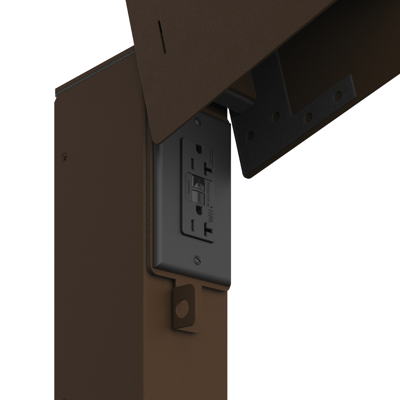 Brown Direct Bury Power Pedestal (XPPDBW1G16C-BR) with Cover Open - Close Up