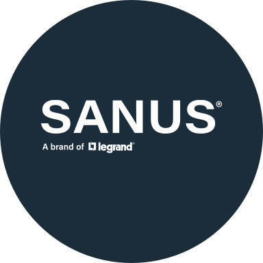 Sanus logo with navy blue background