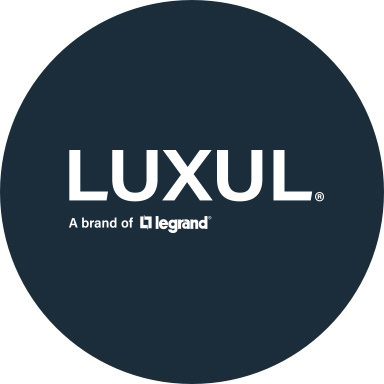 Luxul logo with navy blue background