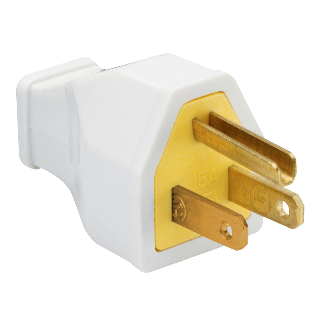 Double-Pole, Tamper-Resistant Wire, Straight blade plug, 15A 125A - white