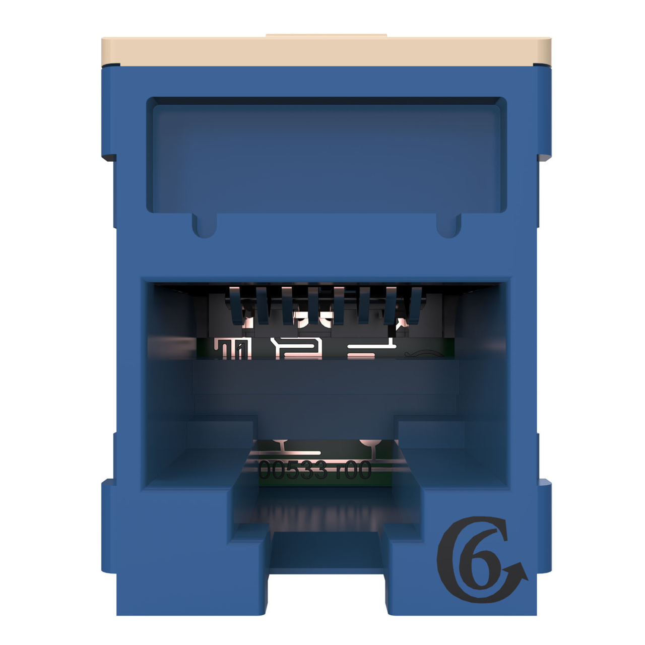 HDJSN6-36 Blue Cat6 SNAP Jack Straight Front View