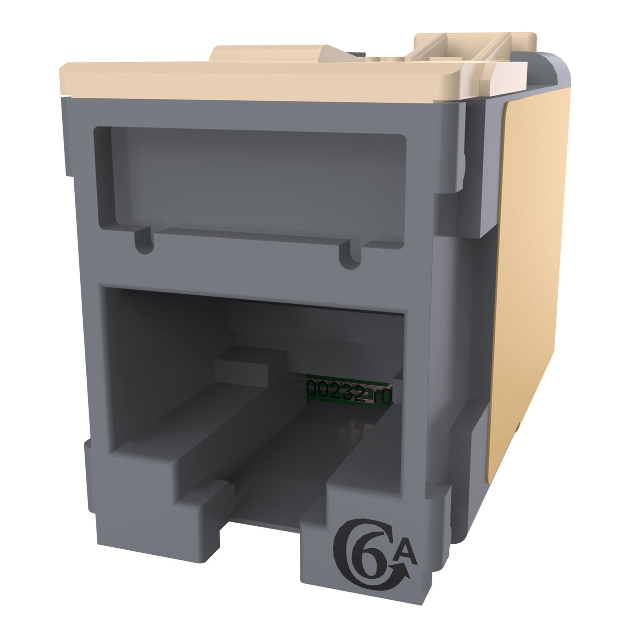 HDJSN6A-78 Dark Gray Cat6A SNAP Jack Front Angled Left View
