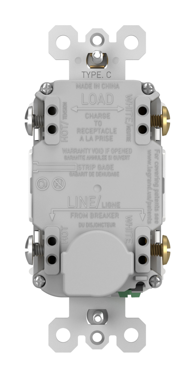 radiant® Dead-Front Dual Function 20A Duplex Self-Test AFCI/GFCI receptacle, White