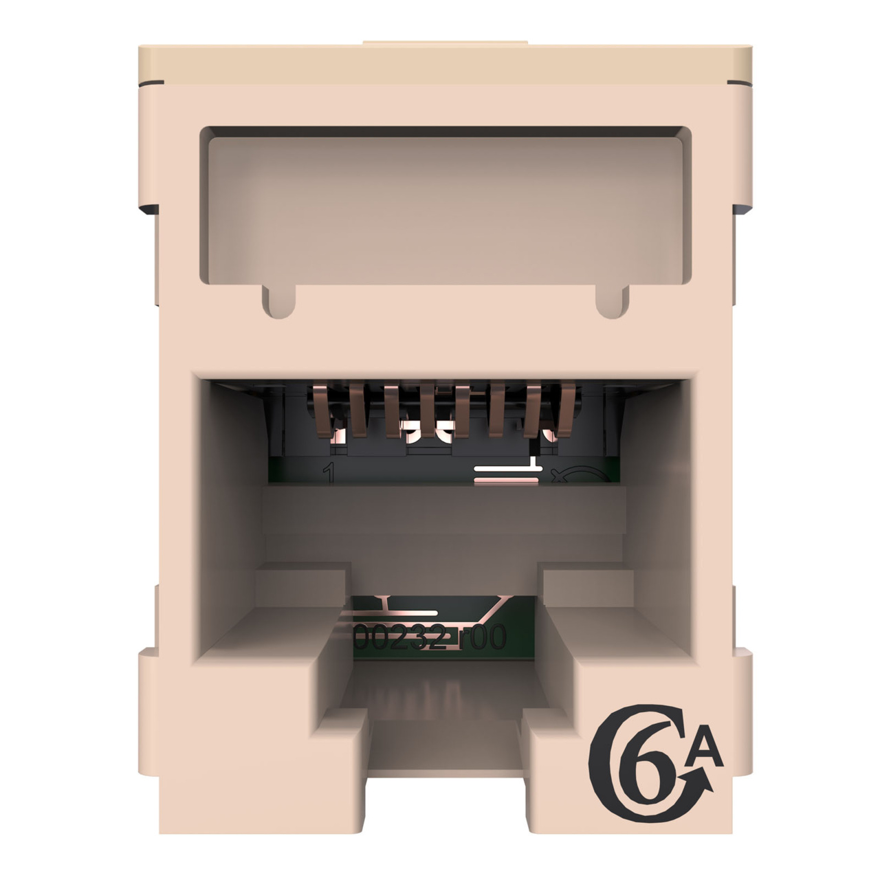 HDJSN6A-88 White Cat6A SNAP Jack Straight Front View