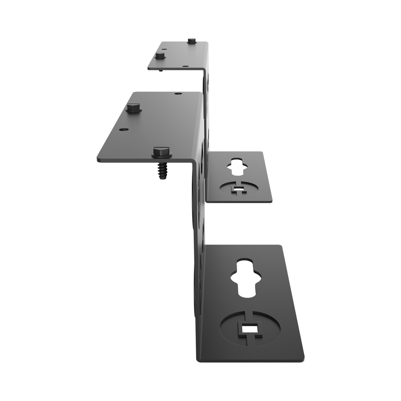 Assembled Tilted Front - Mighty Mo 20 PDU Mounting Brackets, Rack Mount, 2 Deep, 1 Wide, Black (MM20PDUMB2D1W-B)