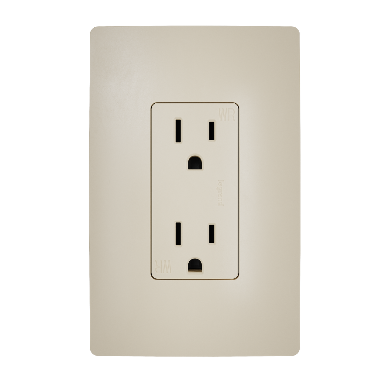 external pressure plated receptacle in ivory with wall plate