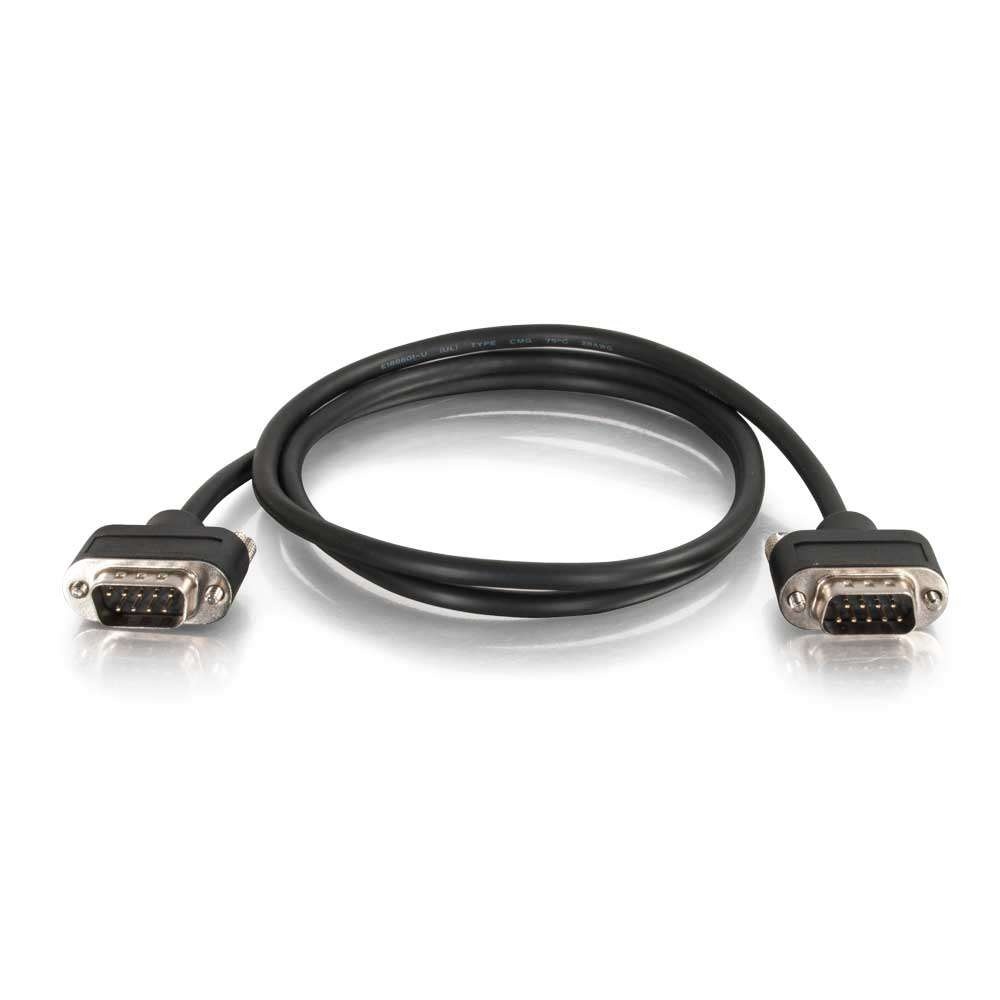 Serial RS232 DB9 Cable with Low Profile Connectors M/M - In-Wall CMG-Rated