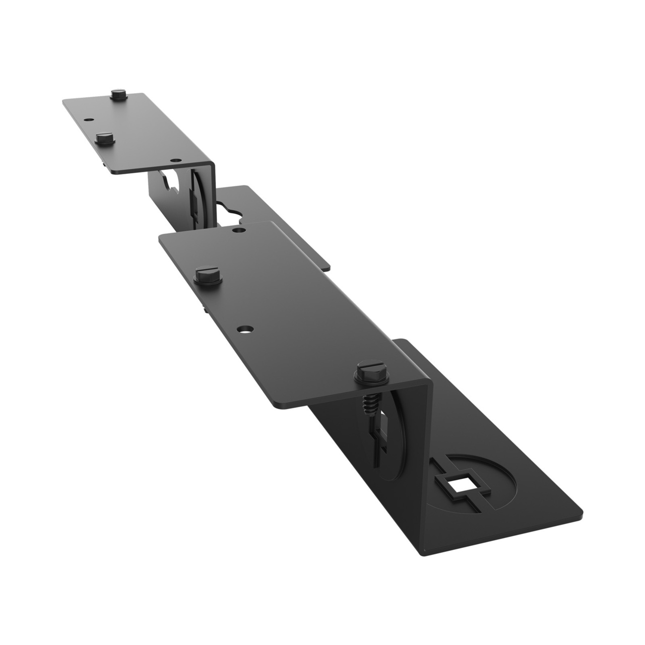 Assembled Tilted Rear Right - Mighty Mo 20 PDU Mounting Brackets, Rack Mount, 1 Deep, 1 Wide, Black (MM20PDUMB1D1W-B)