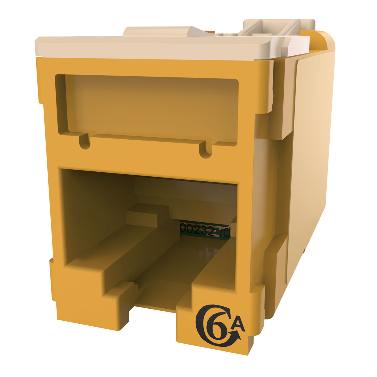 HDJSN6A-44 Yellow Cat6A SNAP Jack Front Angled Left View