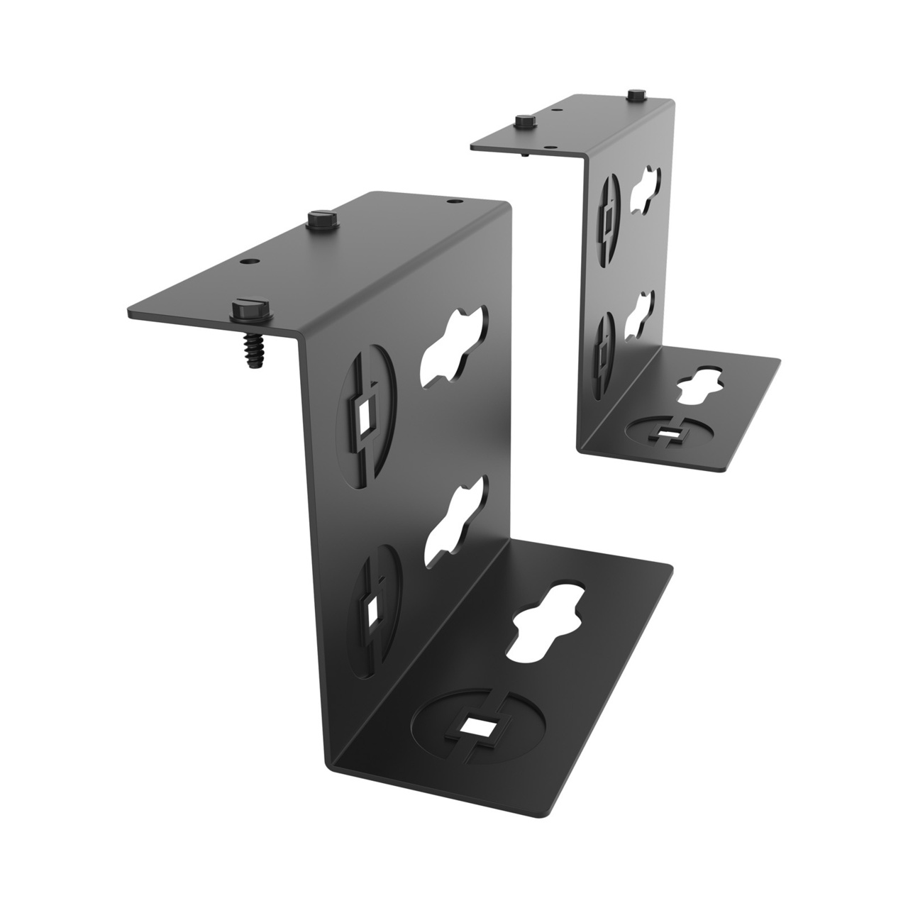 Assembled Tilted Front Right - Mighty Mo 20 PDU Mounting Brackets, Rack Mount, 2 Deep, 1 Wide, Black (MM20PDUMB2D1W-B)