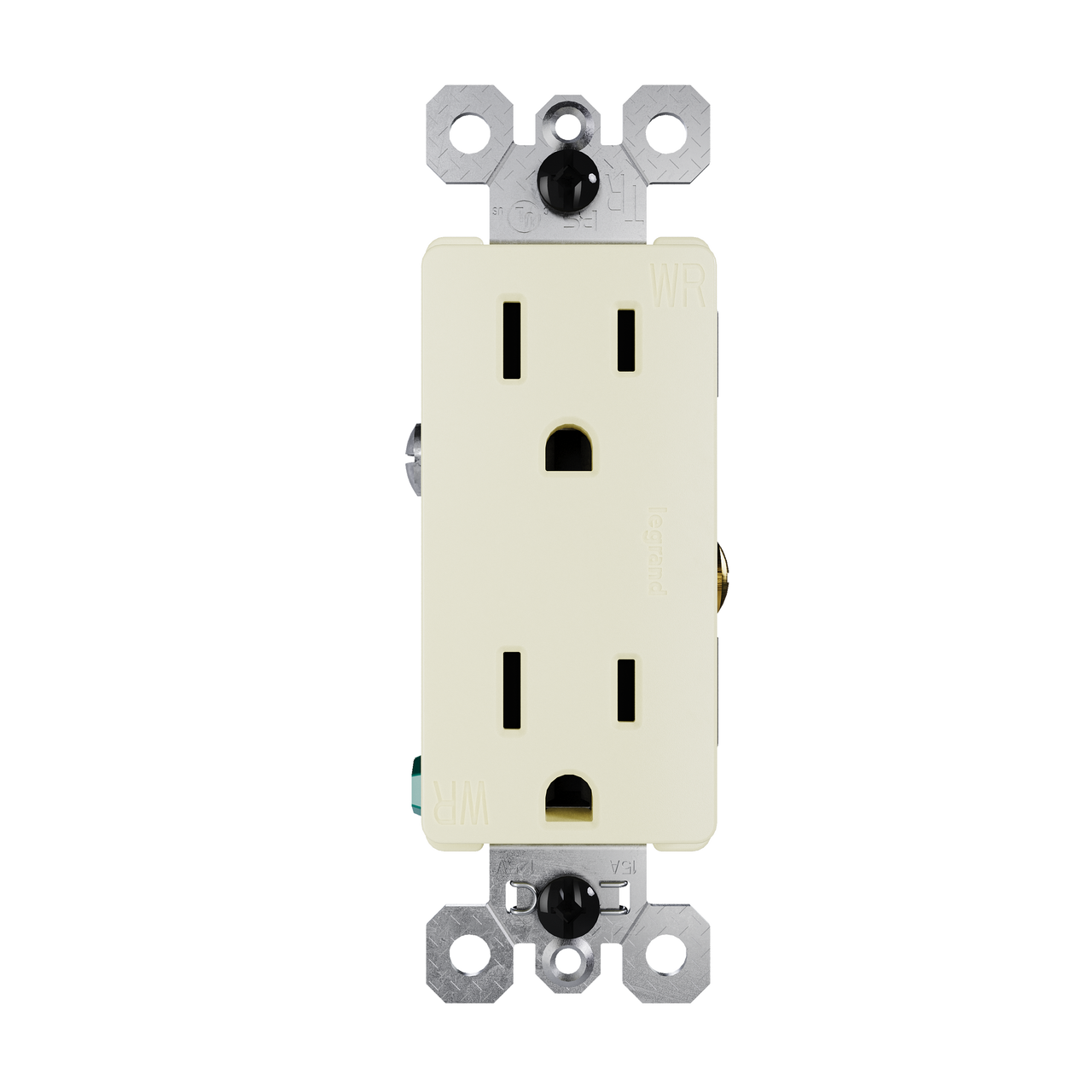 external pressure plated receptacle in light almond