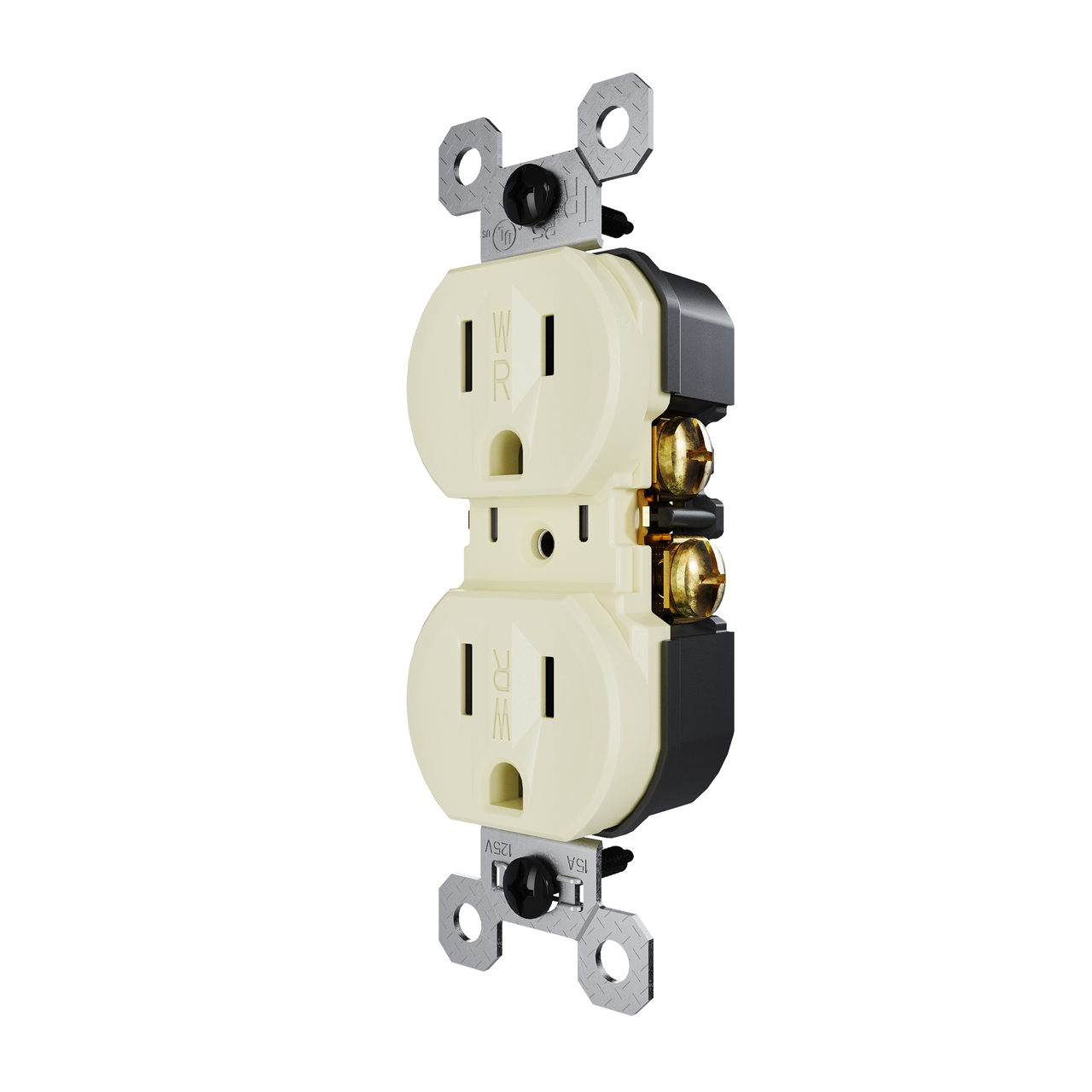 external pressure plated receptacle in light almond