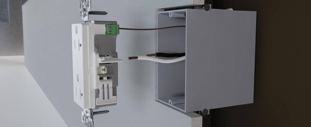 side image of powerhold pulled out of wall with wiring