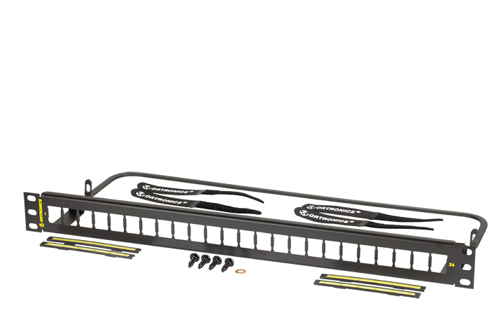 High Density HDJ 24 Port Unloaded Flat Patch Panel 1RU Black