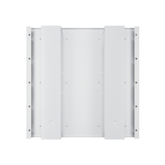 Back view of a 24-inch by 24-inch multi service electrical ceiling panel with two recessed service channels.