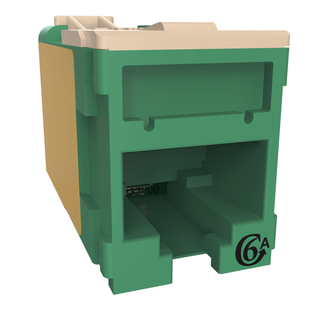 HDJSN6A-45 Green Cat6A SNAP Jack Front Angled Right View