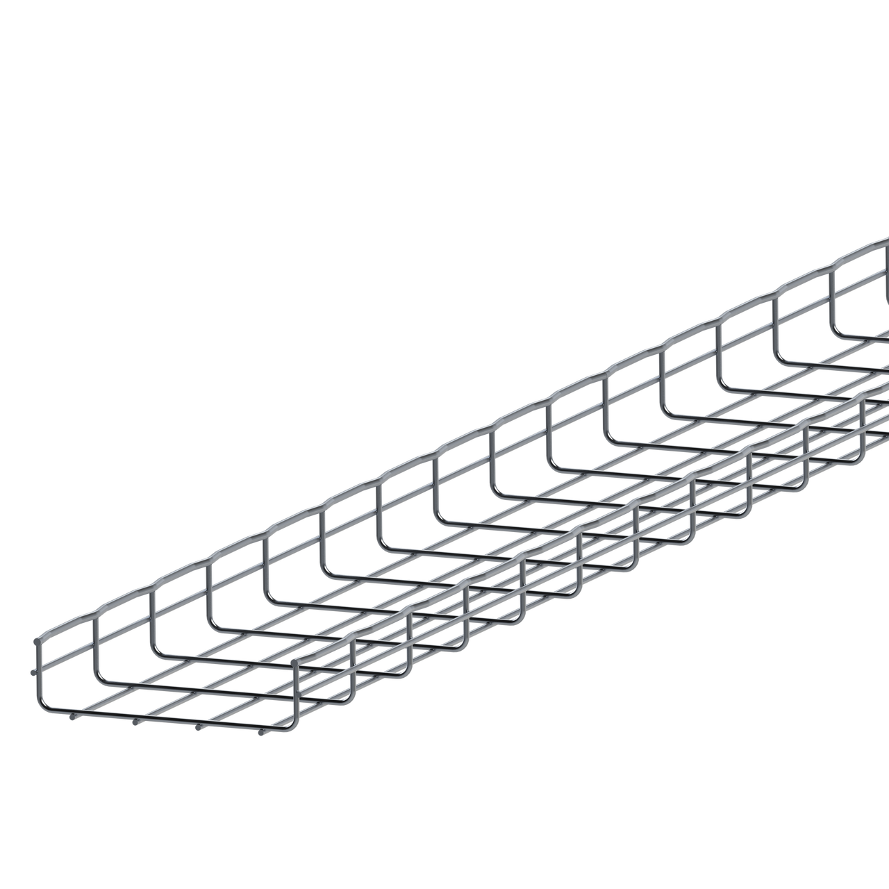 2” deep wire mesh cable tray, CF 54, shown in detail on white background.